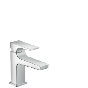 Hansgrohe Metropol Смеситель для раковины 100, однорычажный, с рычаговой рукояткой и сливным клапаном Push-Open, для маленьких раковин