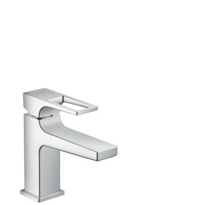 Hansgrohe Metropol Смеситель для раковины 100, однорычажный, с рукояткой-петлей, со сливным клапаном Push-Open, для маленьких раковин